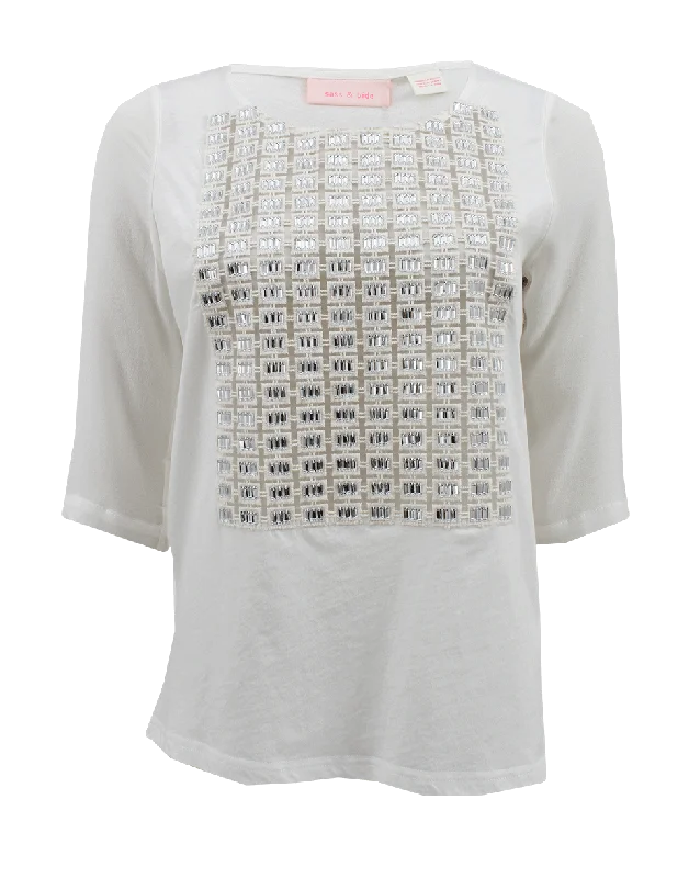 Quarter Sleeve Embellished Tee Women