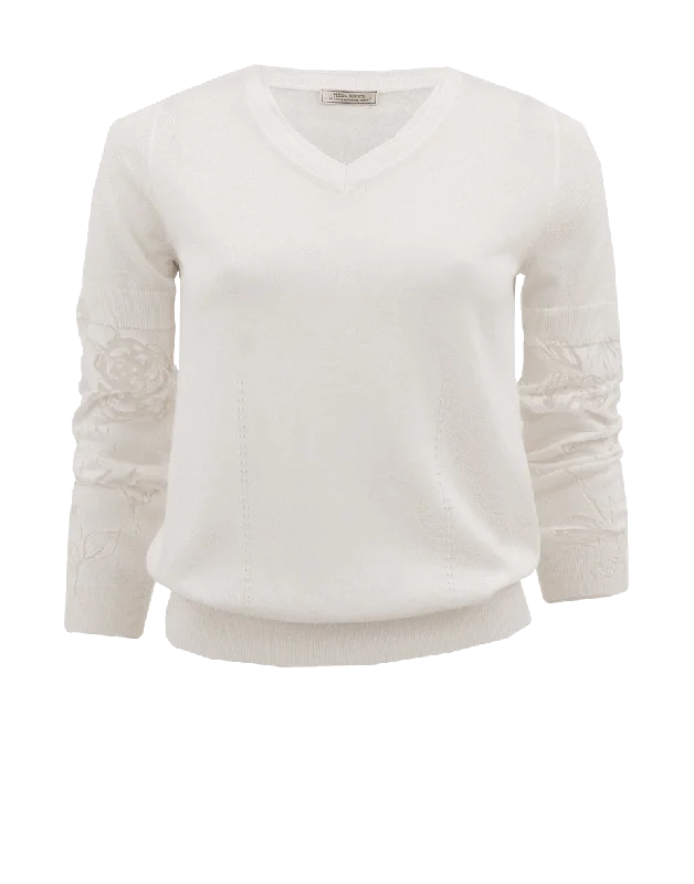 Burnout V-Neck Knit Modern Women's 
