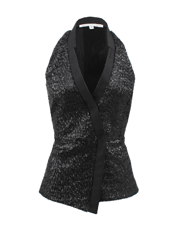 Sleeveless V-Neck Sequin Vest Australian Beach
