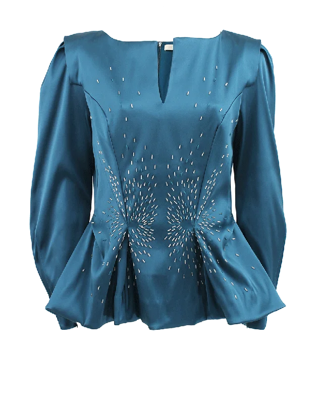 Bell Sleeve Sequin Embroidered Top Business
