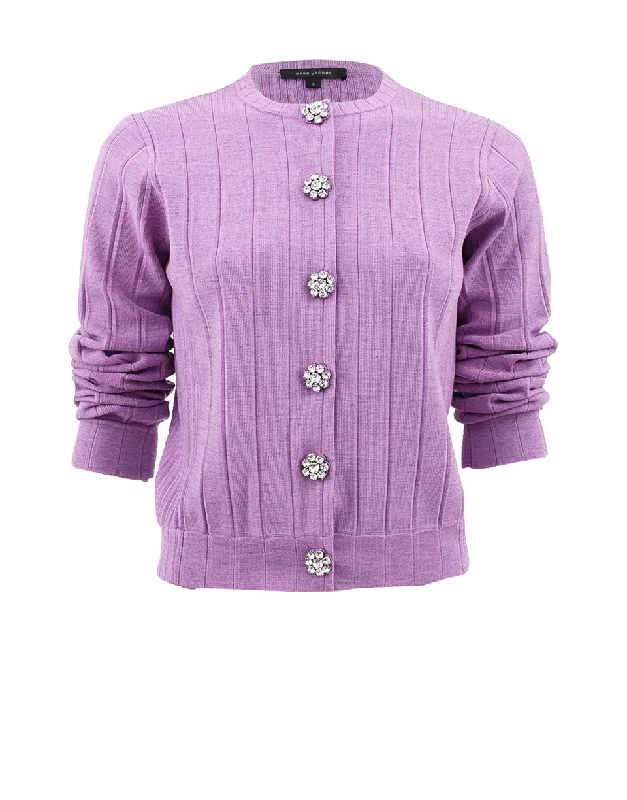 Quarter Sleeve Jewel Button Sweater Feminine Women's Soft 