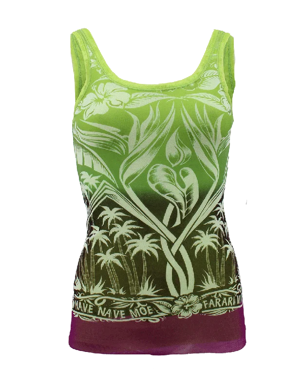 Scoopneck Tropical Print Tank Stylish Women's Tropical 