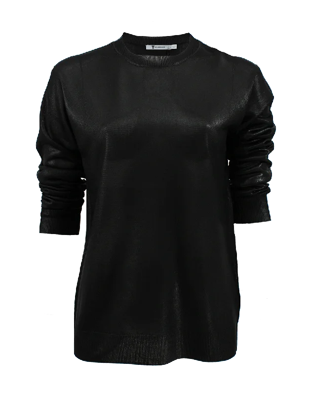Long Sleeve Crewneck Foiled Knit Pullover Dapper Women's 1920S