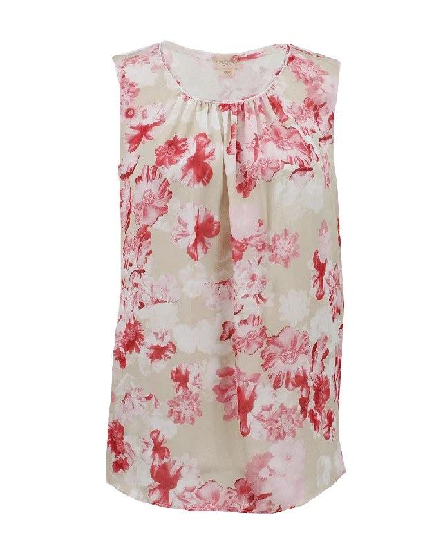 Sleeveless Back Zip Floral Blouse Practical Women's Multi - 
