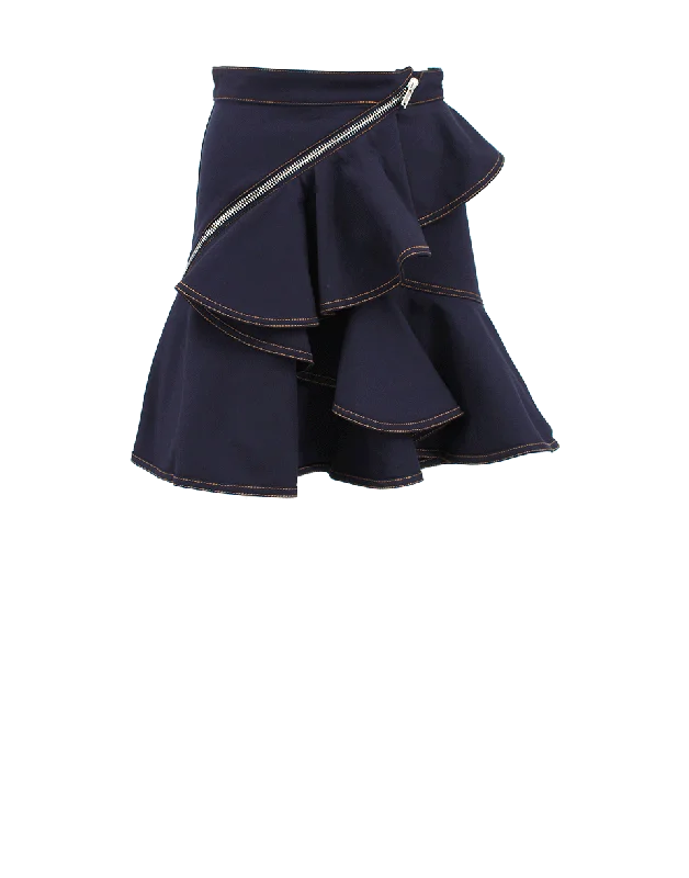 Ruffle Front Stretch Skirt Casual Women's Loose - fitting