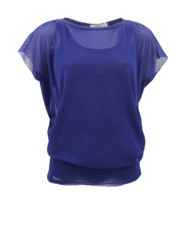 Short Sleeve Wide Neck Layer Top British Gentlewoman Style