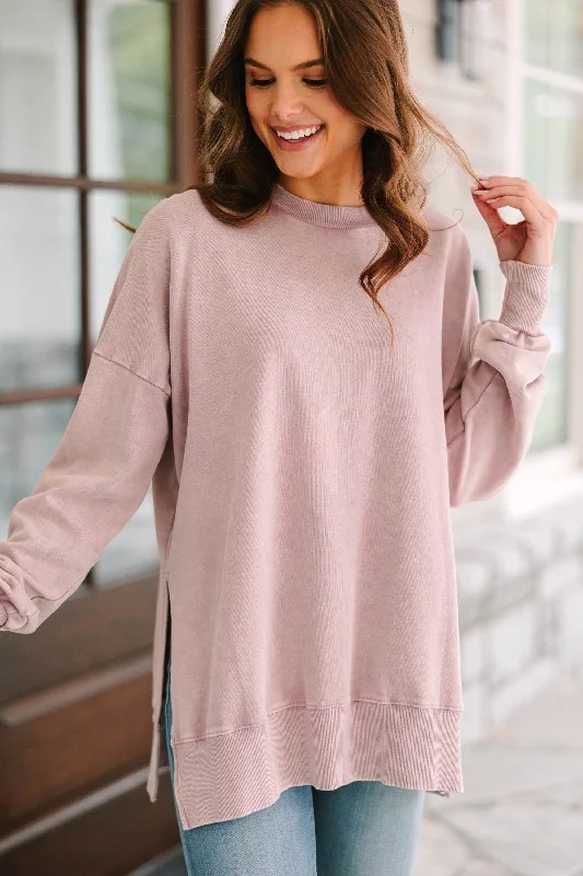 The Slouchy Mauve Pink Pullover performance