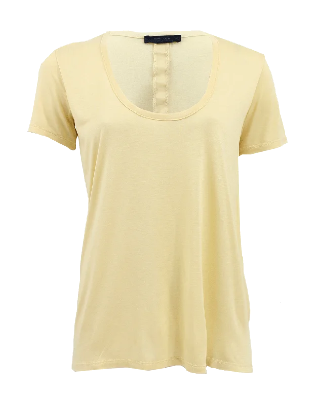 Short Sleeve Scoop Neck T-Shirt Monochromatic Office Style