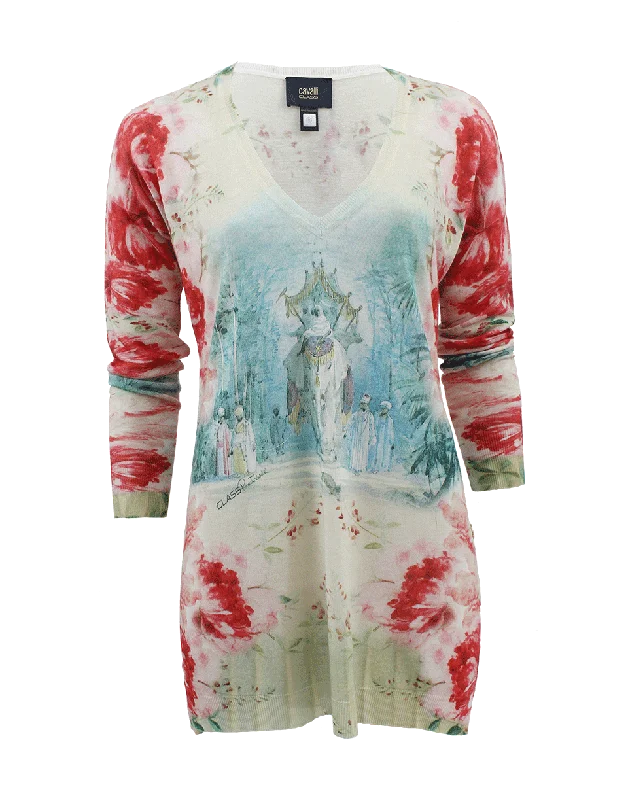 Long Sleeve V-Neck Morrocan Pullover Elegant Women's 