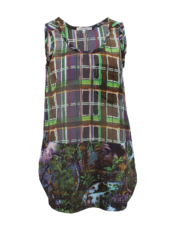 Scoop Neck Mix Print Tank Sporty Women's Tennis