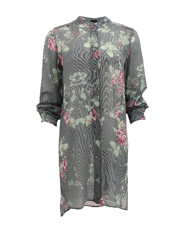 Floral Button Down Tunic Dapper Women's 1920S