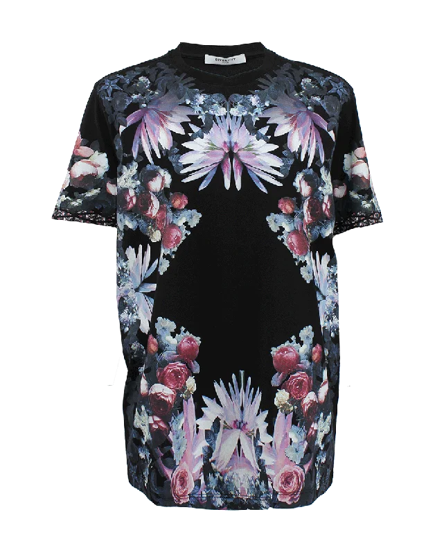 Crewneck Rose Border T-Shirt Cashmere