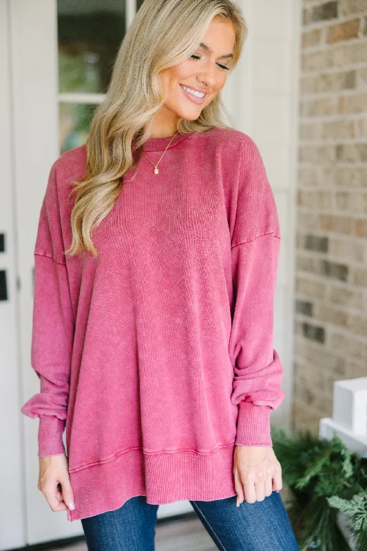 The Slouchy Wine Red Pullover Sleek Women's 