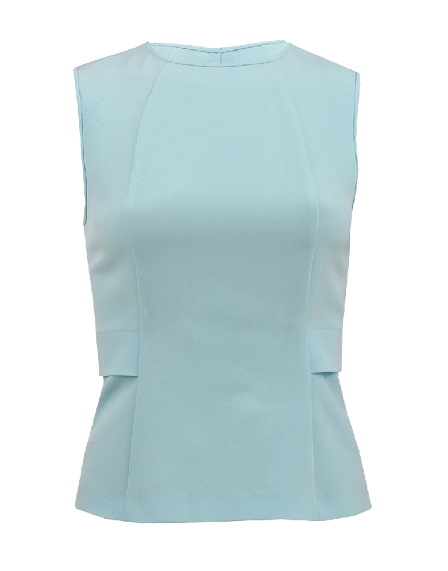 Sleeveless Crewneck Back Zip Top Hip Women's Urban