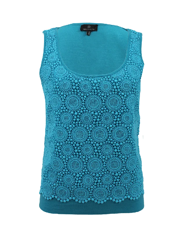 Scoopneck Crochet Tank Sophisticated Women's Tailored