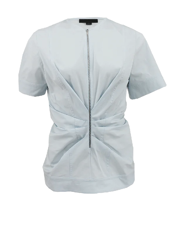 Short Sleeve Pinch Zip Front Top Artistic Women's Avant - 