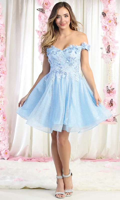 May Queen MQ1854 - Floral Applique Cocktail Dress Elegant Women's Formal 