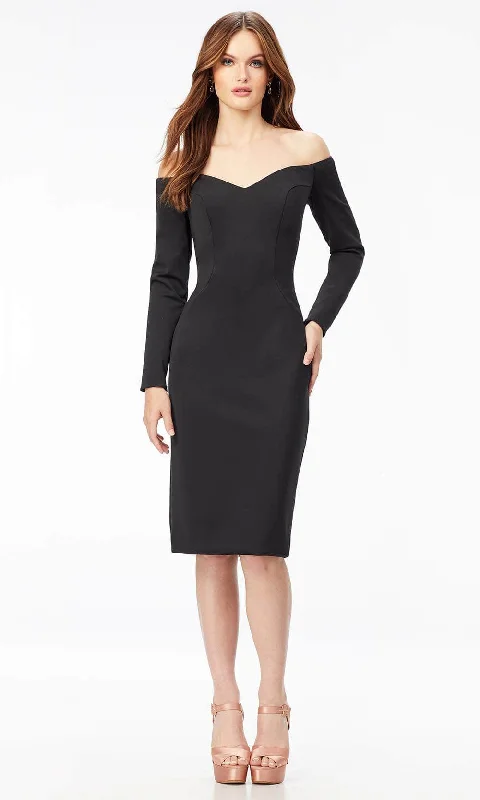 Ashley Lauren 4514 - Off- Shoulder Long Sleeve Tea-Length Dress Sporty Women's Tennis