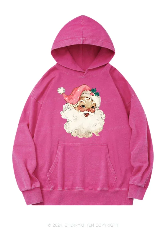 Christmas Pink Santa Y2K Washed Hoodie Cherrykitten Cool Women's Skate
