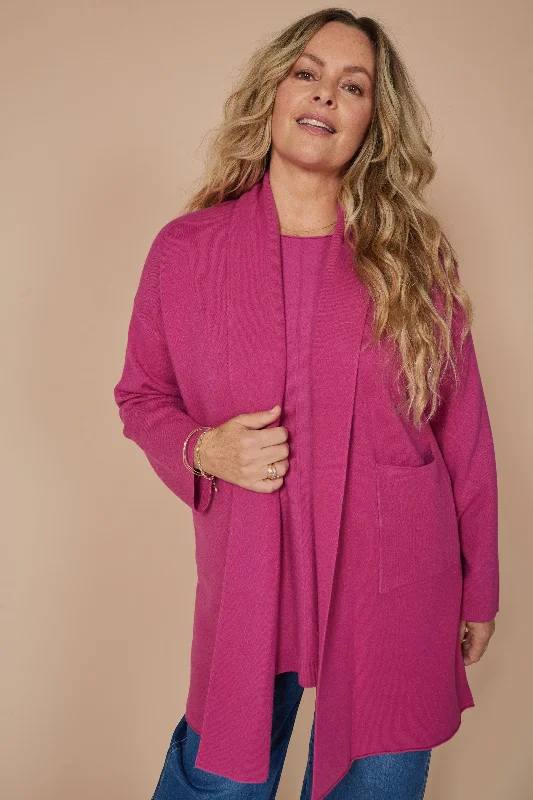 Alawa Cardigan - Magenta Minimalist Women's Casual