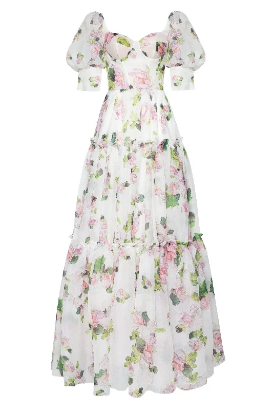 Apple Blossom Feminine voluminous sheer sleeves dress Bohemian Women's Free
