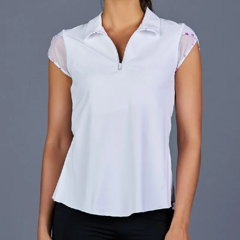 Boho Luxe Tulip-Sleeve Collar Top (white) Minimalist Women's Casual