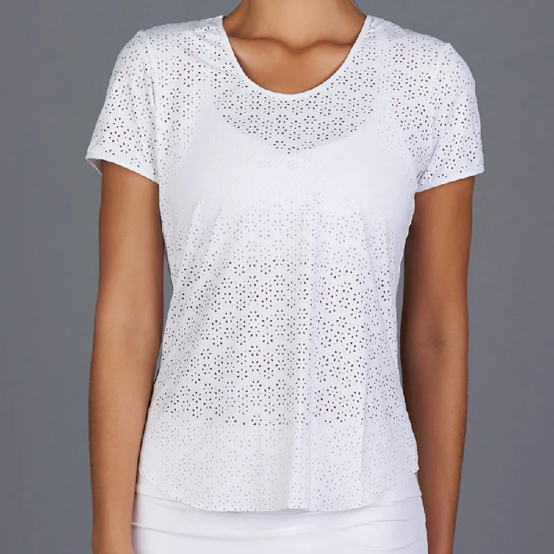 All Season Lacy Tee (White) Athletic Women's High - 