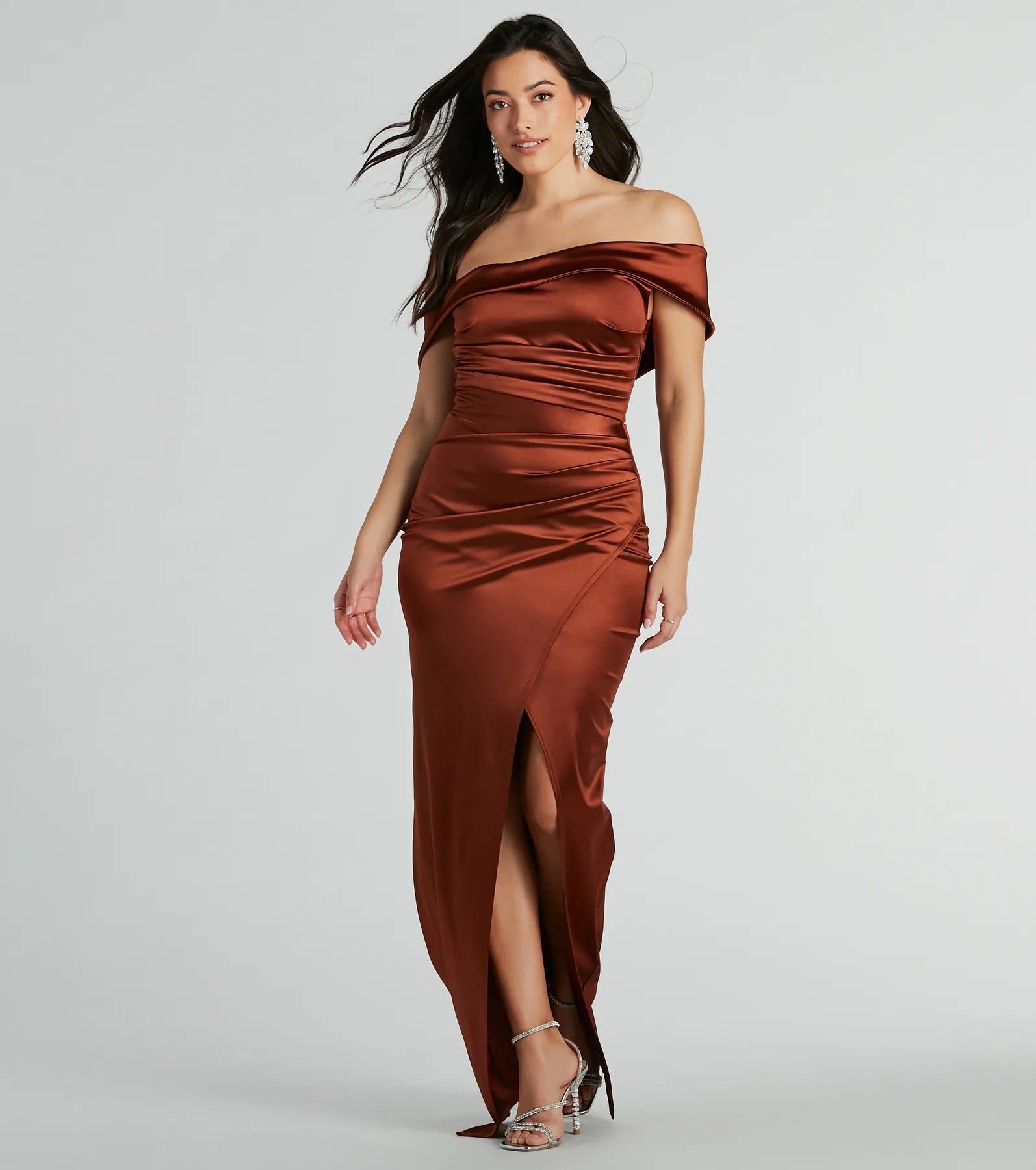 Maeva Formal Satin Off-The-Shoulder Dress Confident Women's High - fashion