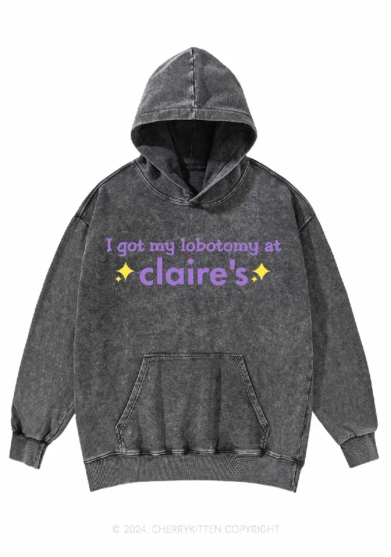 I Got My Lobotomy At Claire's Y2K Washed Hoodie Cherrykitten Refined Women's Classic 