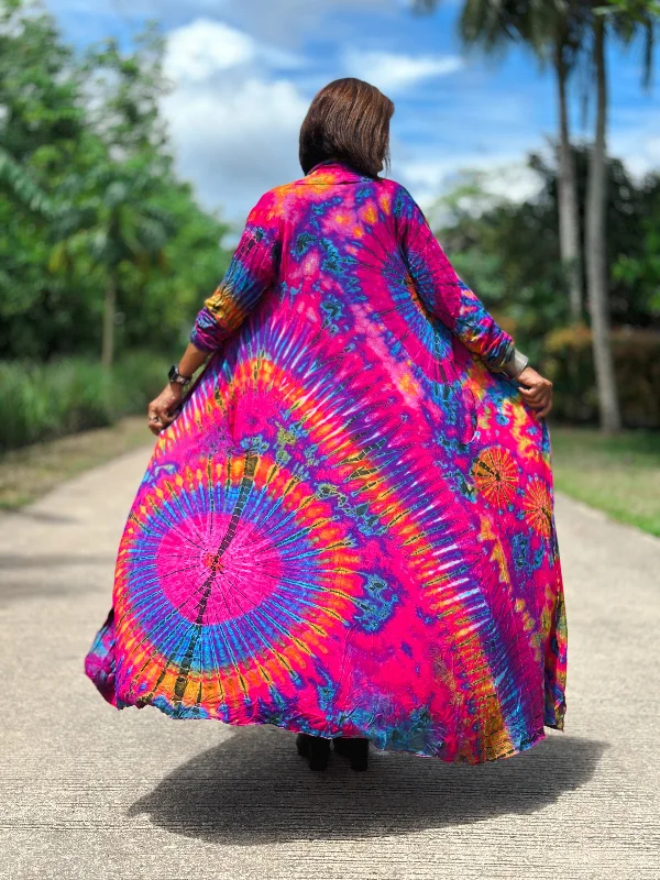 Hot Pink Tie Dye Robe Bohemian Women's Free