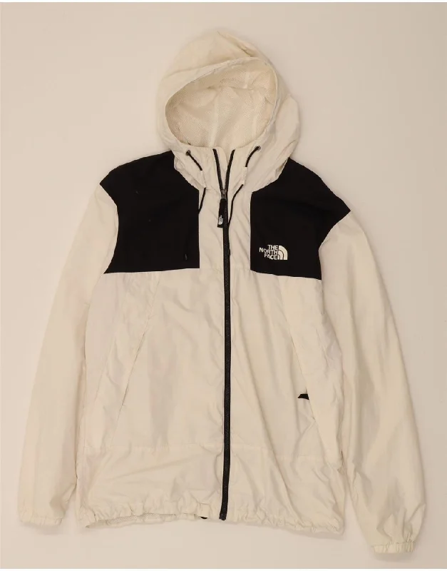 THE NORTH FACE Womens Hooded Rain Jacket UK 16 Large White Colourblock Practical Women's Multi - THE NORTH FACE Womens Hooded Rain Jacket UK 16 Large White Colourblock Practical Women's Multi -