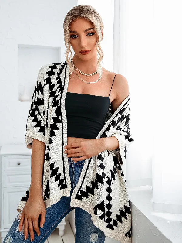Casual Geometric Half Sleeve Regular Women Cardigan Youthful Women's Anime - inspired