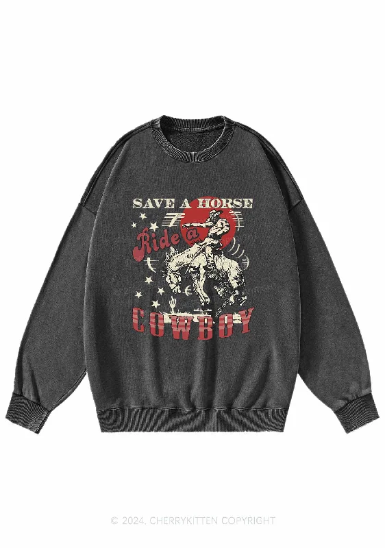 Ride A Cowboy Y2K Washed Sweatshirts Cherrykitten Elegant Women's Formal 