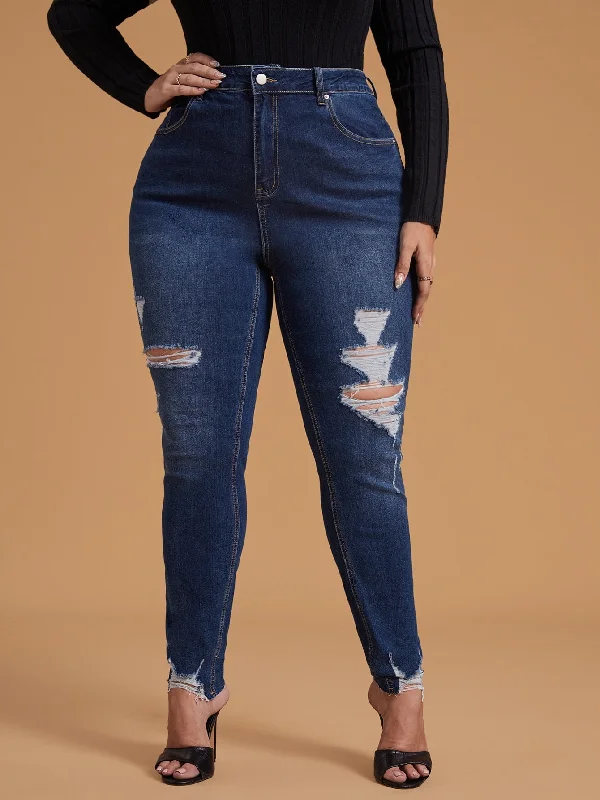Plain Zipper Natural Long Plus Size Jeans Stylish Women's Neon