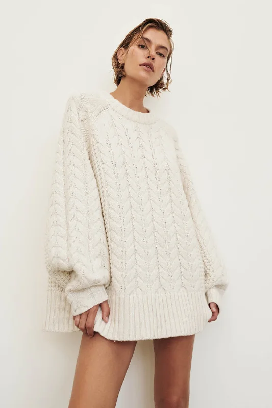TOM CREAM CABLE LONGLINE JUMPER British Gentlewoman Style