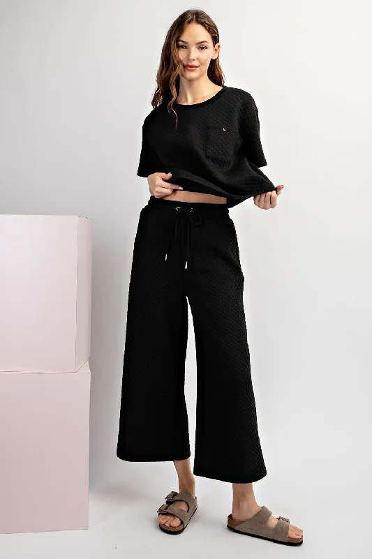 ee:some Textured Cropped Pants BLACK performance