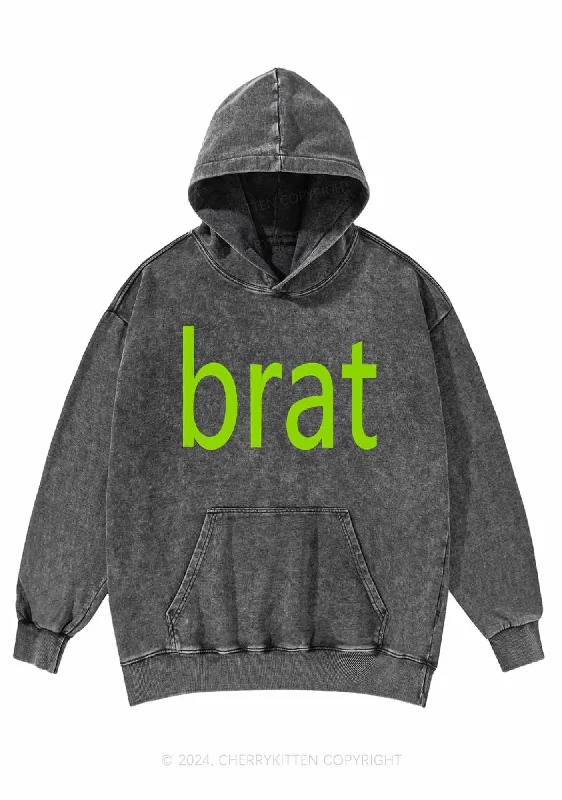 Green Brat Y2K Washed Hoodie Cherrykitten Hip Women's Retro