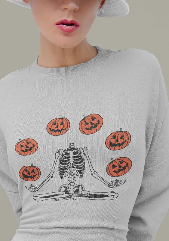 Halloween Pumpkin Head Skeleton Y2K Sweatshirt Modern Women's 