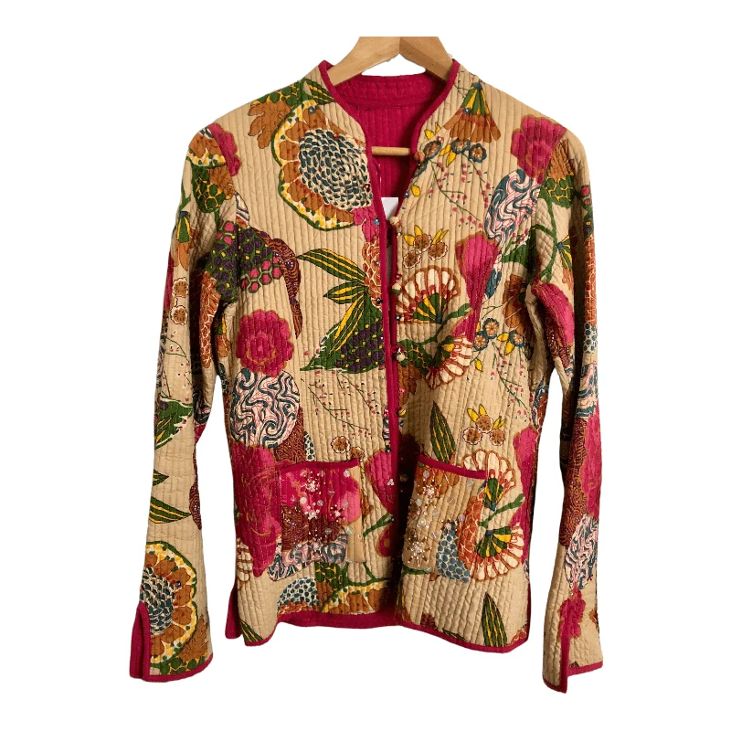 Unbranded 100% Quilted Cotton Oriental Ethnic Boho Festival Jacket Pink Multi Embellished Floral Print UK Size S/M Monochromatic All - in - one Unbranded 100% Quilted Cotton Oriental Ethnic Boho Festival Jacket Pink Multi Embellished Floral Print UK Size S/M Monochromatic All - in - one