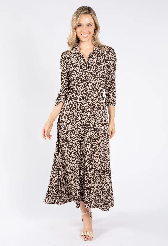Mini Leopard Print Tie Waist Dress Practical Women's Multi - 
