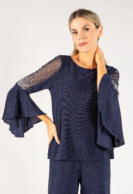 Pearl and Jewel Detail Top Cool Women's Distressed