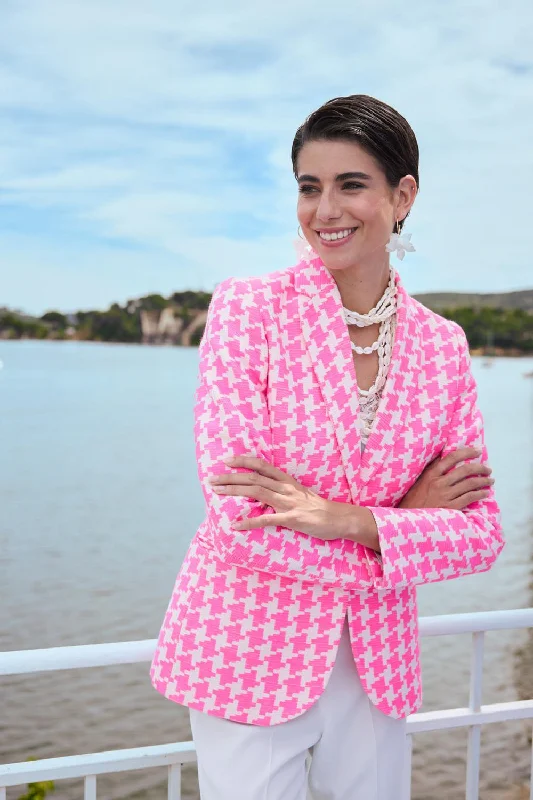 Bariloche Junco Pink Houndstooth Blazer Dynamic Women's Moto