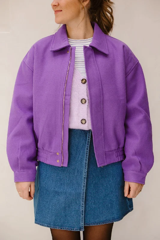 Oversized soft jacket 9843 purple Hip Women's Retro