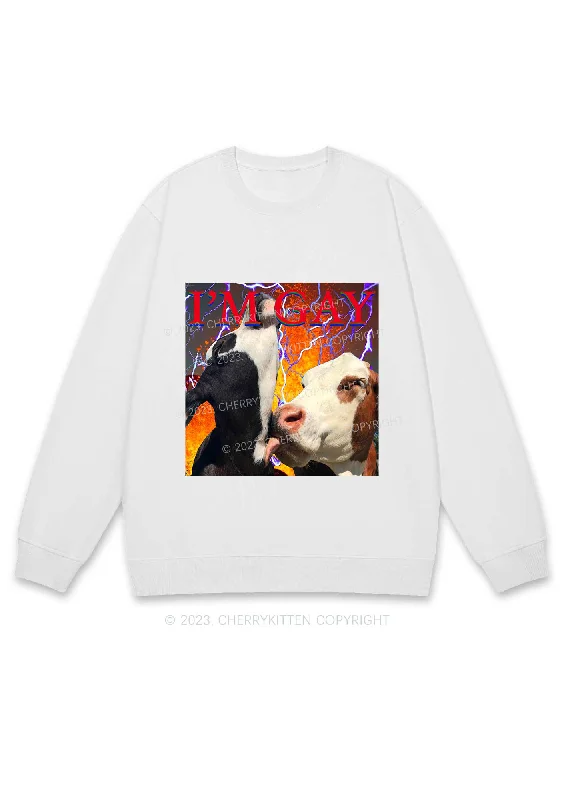 Gay Cow Play Y2K Sweatshirt Cherrykitten Cozy Women's Sherpa - lined