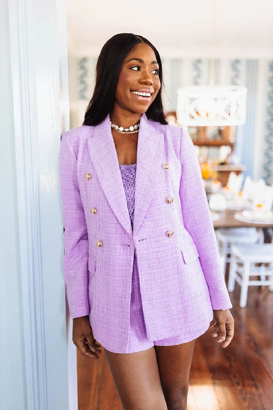 Tucker Tweed Blazer - Lavender Preppy Women's College