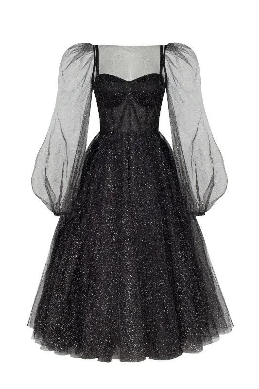 Combination sparkly tulle dress Minimalist Women's Casual