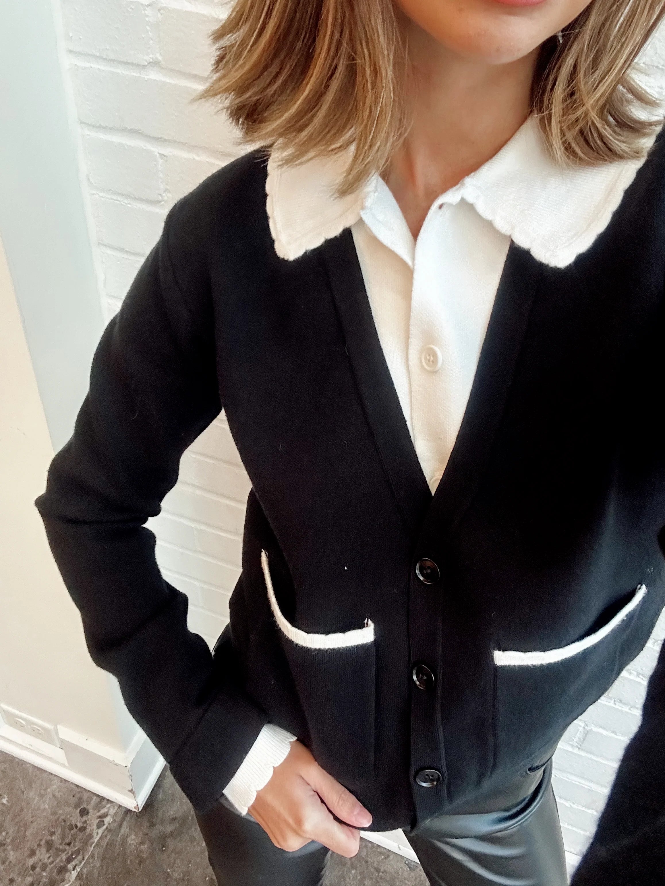 SCALLOP VARSITY CARIDGAN Sharp Women's Italian
