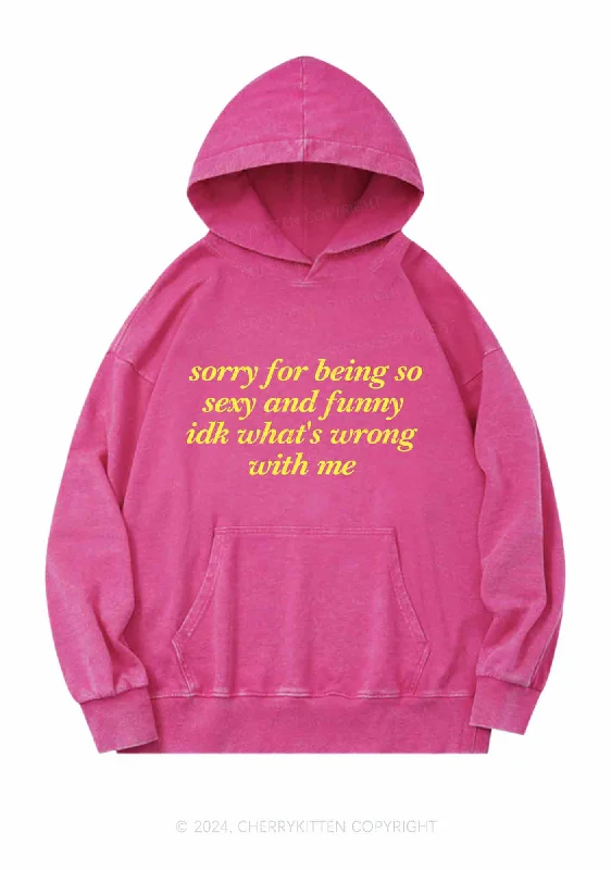 Sorry For Being So Funny Y2K Washed Hoodie Cherrykitten Unique Women's Upcycled