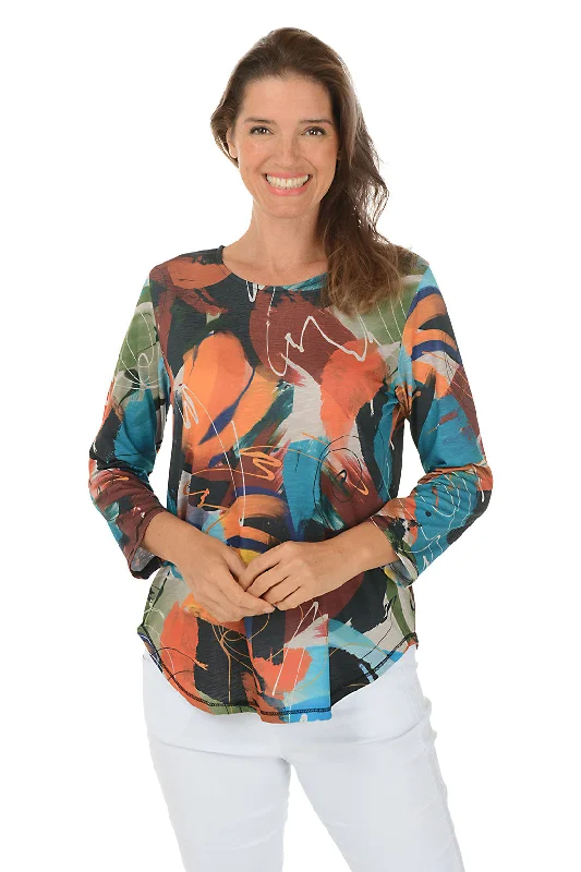Ballad Curved Hem Slub Knit Top Australian Beach