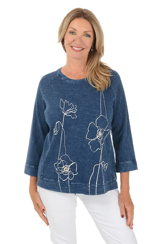Sketch Mineral Wash Raglan Sleeve Knit Top Cozy Women's Winter
